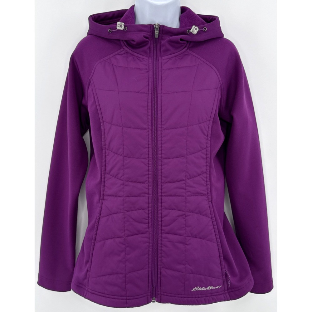 Eddie Bauer Women's Small Purple Quilted Insulated Hoodie‎ Full Zip Outdoor